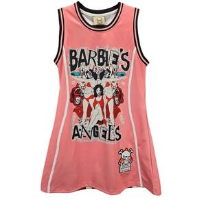 NWT Brand X Barbies Angels Jersey Dress Peach Pink Graphic Mini Dress Medium